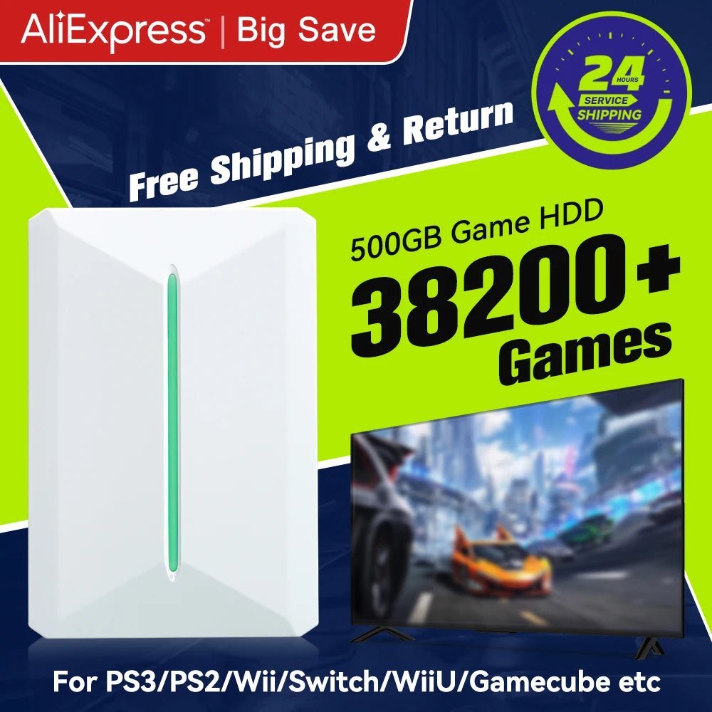 Retrobat & Playnite Retro Game Console 500GB Gaming HDD for PS3/PS2/Switch/Wii/WiiU for PC/Laptop with 38200+ Retro/AAA/PC Games - GadgetGlobe