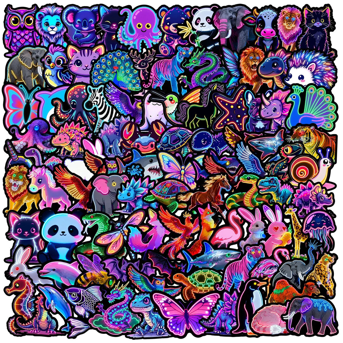 50/100PCS Neon Light Graffiti Stickers Water Cup Mobile Waterproof Decorative Stickers Creative Stationery Notebook Stickers GadgetGlobe