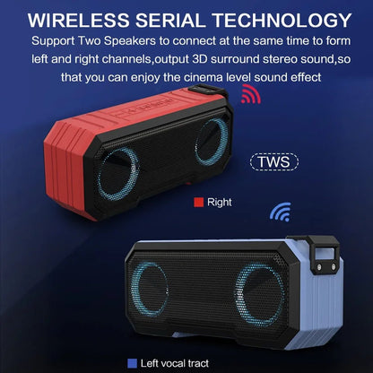 Portable Bluetooth Speaker Wireless LED Flash Light TWS Bass Stereo IPX7 Waterproof Loudspeaker FM Radio 12H Playtime Subwoofer Outdoor Boombox Hands Free Mic USB C for Pool Beach Party Camping Travel - GadgetGlobe