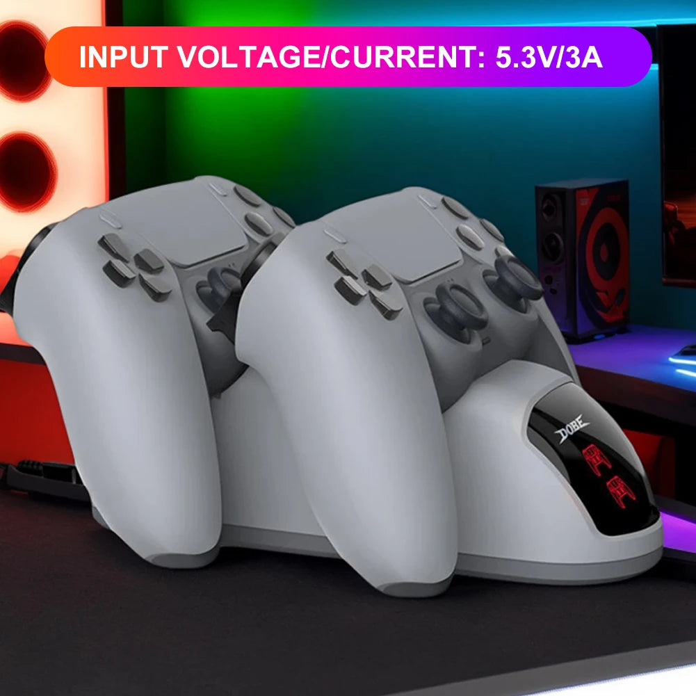 For PS5 Dual Controller Charging Dock Controller Charger Station Charging Cradle Dock for PlayStation 5 Wireless Gamepad GadgetGlobe