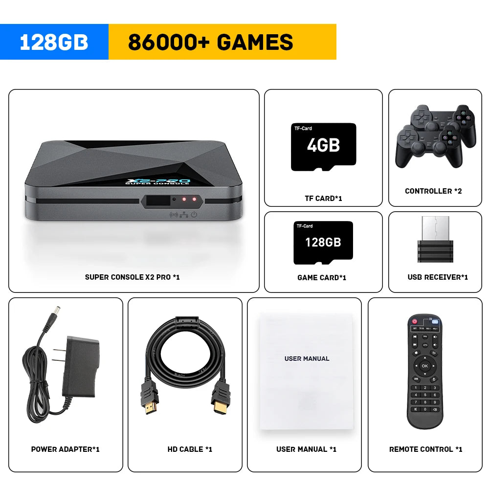 KINHANK Retro Video Game Console Super Console X2 Pro with 90000 Video Games for PS1/DC/MAME/SS with Gamepad Kid Gift Game Box GadgetGlobe