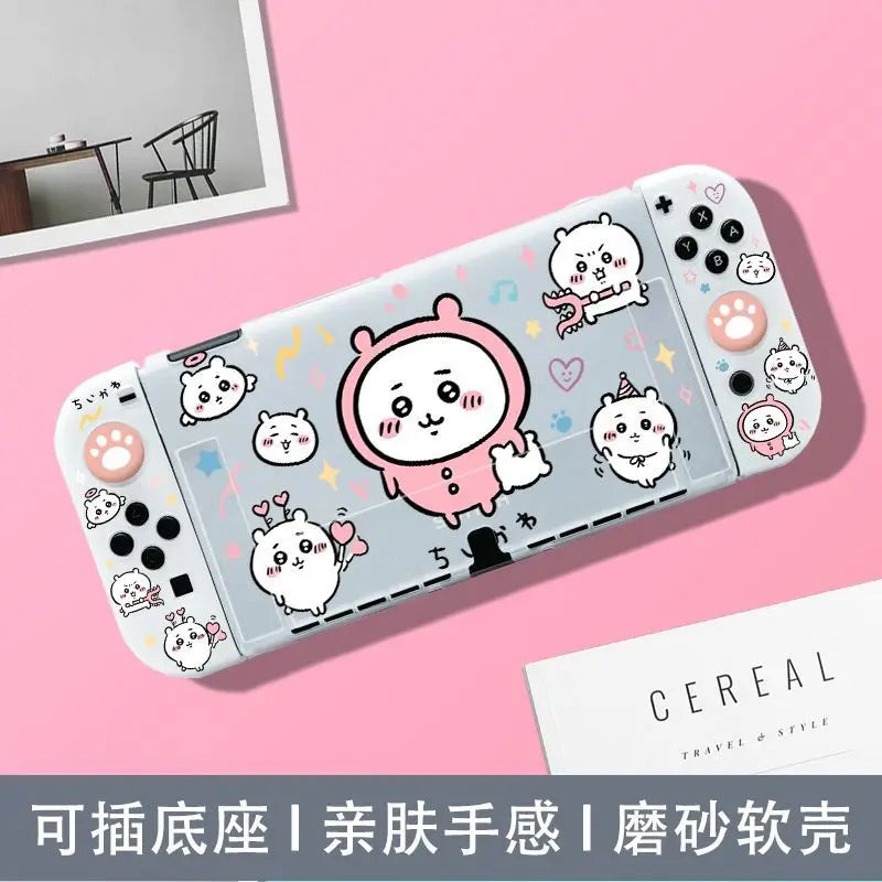 Cute Chiikawa Matte Transparent Silicone Protective Case Shockproof Game Cover For Switch OLED 2 Soft Anti-Scratch Console Shell GadgetGlobe