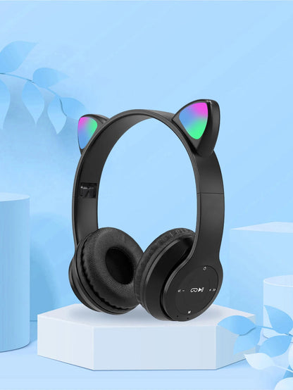 Foldable Glowing Cat Ear Over Ear Headphones, Fashion RGB Light Stereo Headset for Gaming, Music, Sports & Office GadgetGlobe