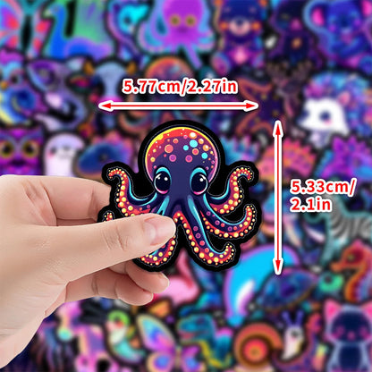 50/100PCS Neon Light Graffiti Stickers Water Cup Mobile Waterproof Decorative Stickers Creative Stationery Notebook Stickers GadgetGlobe