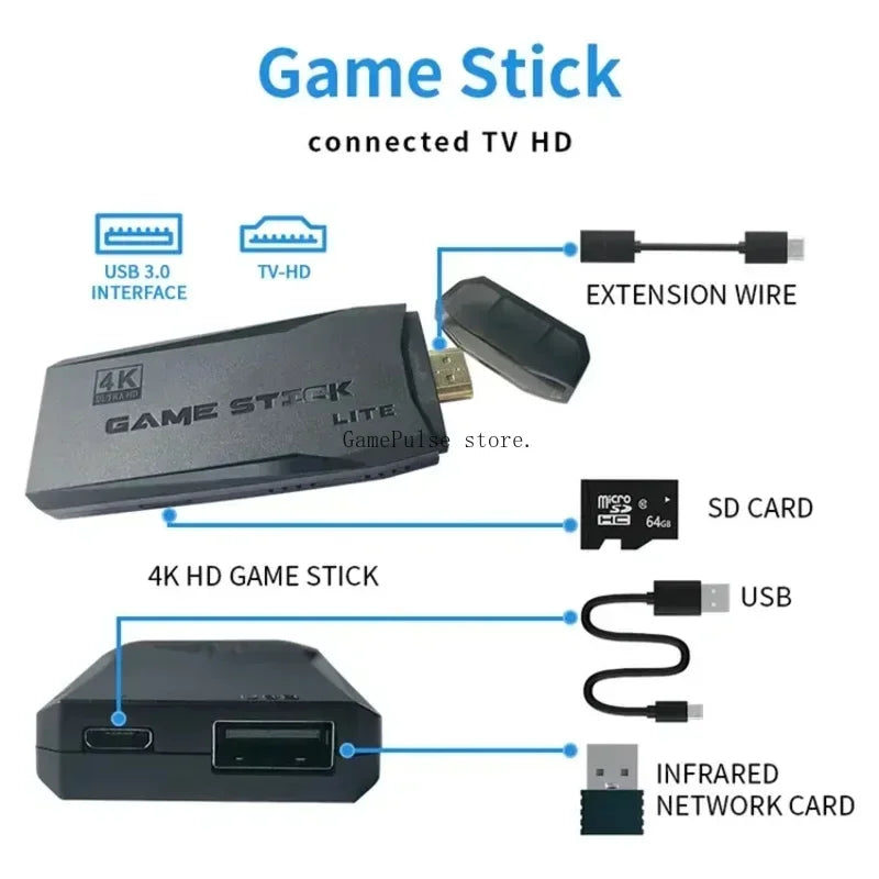 M8 Video Game Stick 4K HDMI Output Plug and Play Nostalgic Game Box Built-in 9 Classic Emulators 4K HD Retro Game Console for TV GadgetGlobe