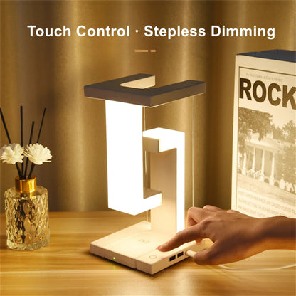Floating Desk Lamp With Wireless Charger, USB Output Charging Port, Dock Station For iPhone, Bedside Lamp Table Lamp GadgetGlobe