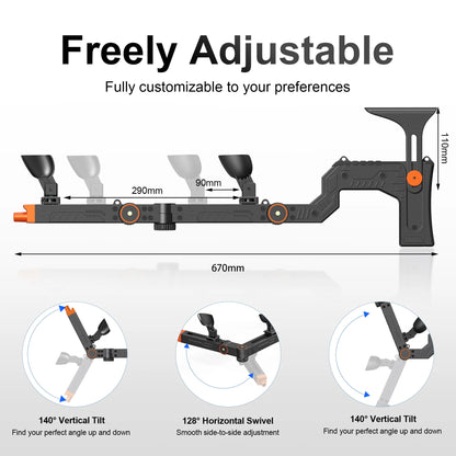VR Gun Stock Compatible with Meta Quest 3/Quest 3S Magnetic Adjustment Accessories, Shoulder Straps for FPS GadgetGlobe