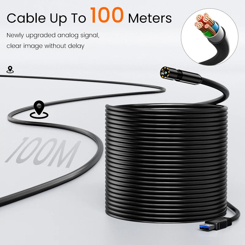 4.3'' IPS Screen Industrial Endoscope Dual Camera 8MM Borescope For Car Repair/Vehicle Engine IP67 Waterproof 8 LEDS GadgetGlobe