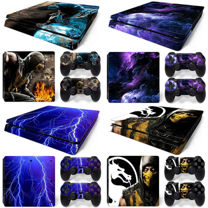 For PS4 Slim Console and 2 Controllers Skin Sticker PS4 Slim Duel Game Vinyl Decal Cover Full Set GadgetGlobe