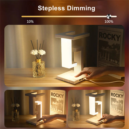 Floating Desk Lamp With Wireless Charger, USB Output Charging Port, Dock Station For iPhone, Bedside Lamp Table Lamp GadgetGlobe