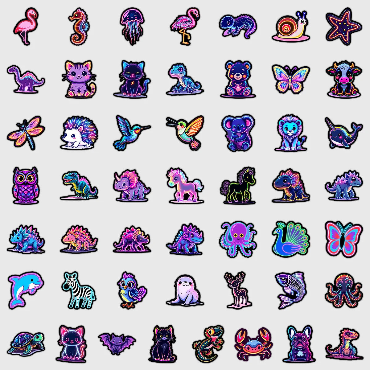50/100PCS Neon Light Graffiti Stickers Water Cup Mobile Waterproof Decorative Stickers Creative Stationery Notebook Stickers GadgetGlobe