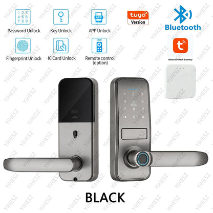 Tuya TTlock Smart Door Lock Fingerprint Door Lock Password Fingerprint IC Card Key APP Remote Unlock Eletronico Digital 도어락 GadgetGlobe