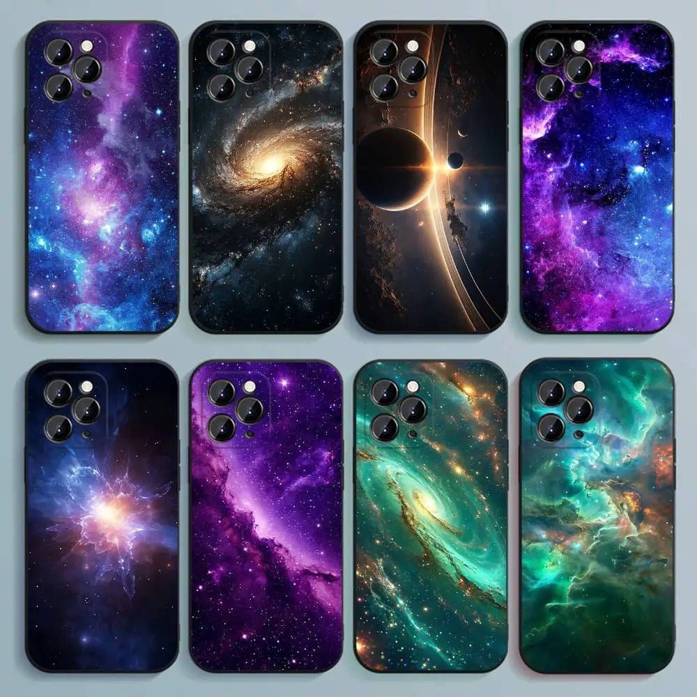 Space For Galaxy Universe Phone Case For iPhone 17,16,15,14,13,12,Pro,Max,Plus,E,SE4,Air,Mini Black Soft Cover - GadgetGlobe