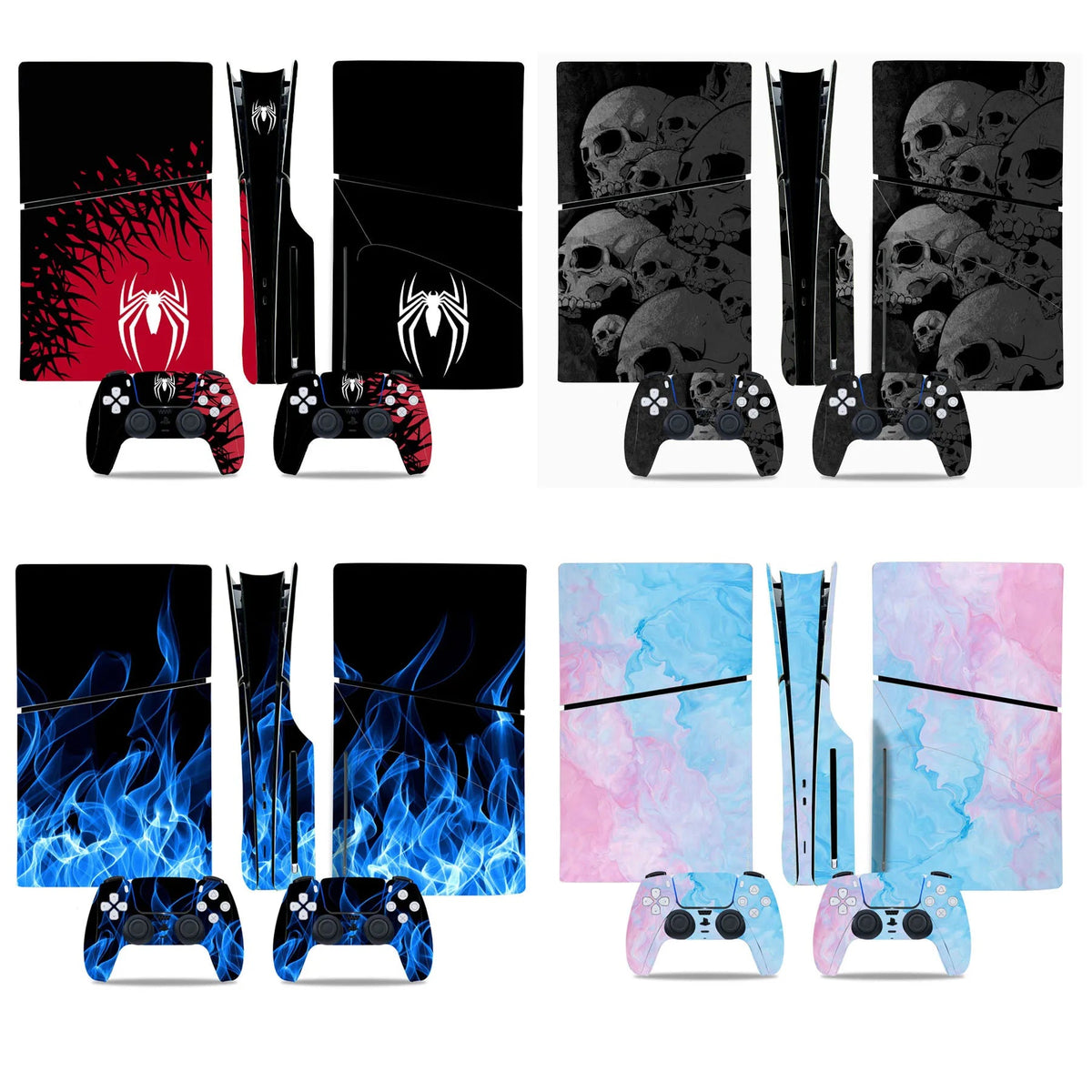 Design Full Body Vinyl Spider Skin Stickers Protective Cover for PS5 Slim Disc Edition Digital Version Console and Controllers GadgetGlobe