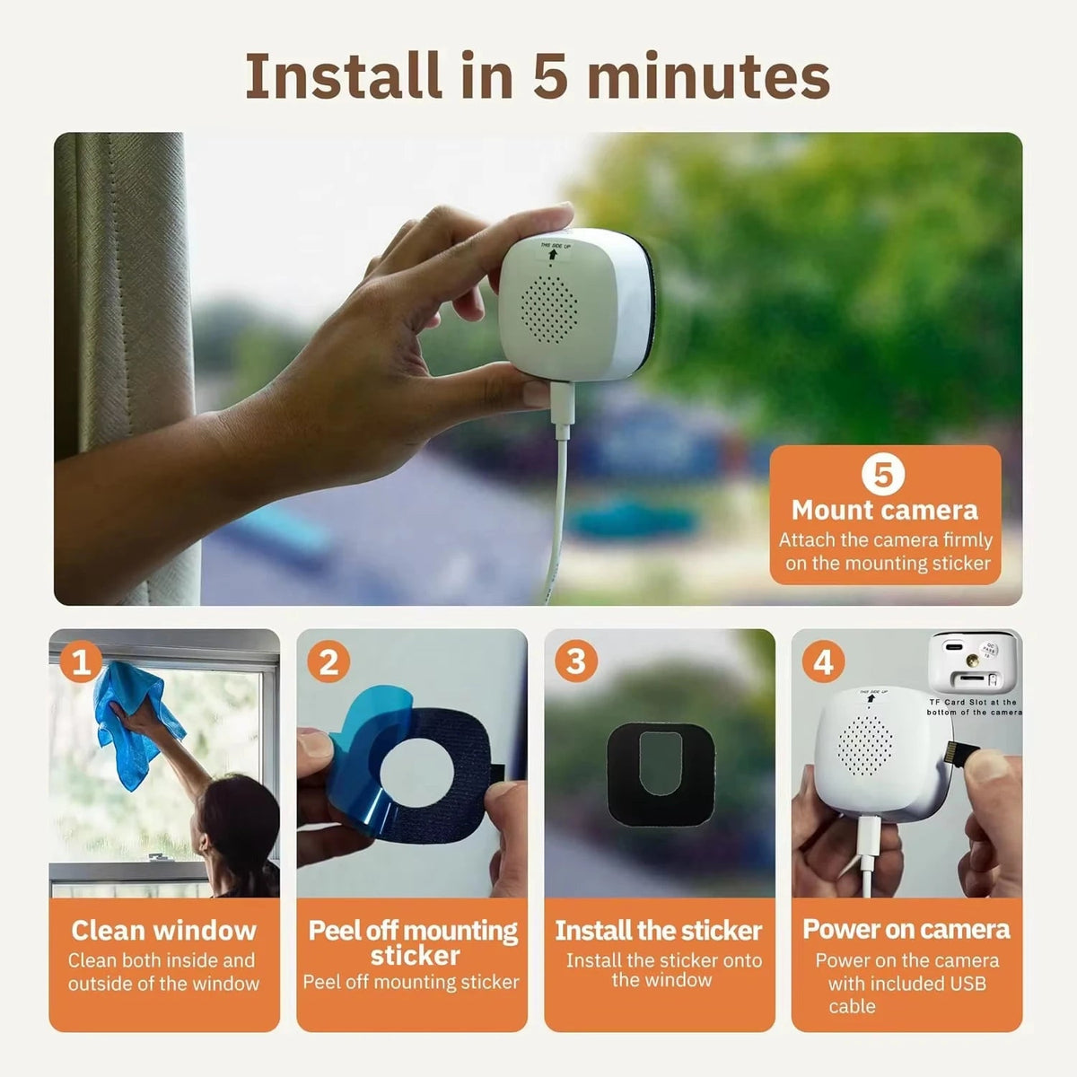 Mini Window Camera Replaces Outdoor 2.4/5GHz WiFi Camera 3MP Resolution Full-Color Night Vision Through Window Camera 2026 - GadgetGlobe