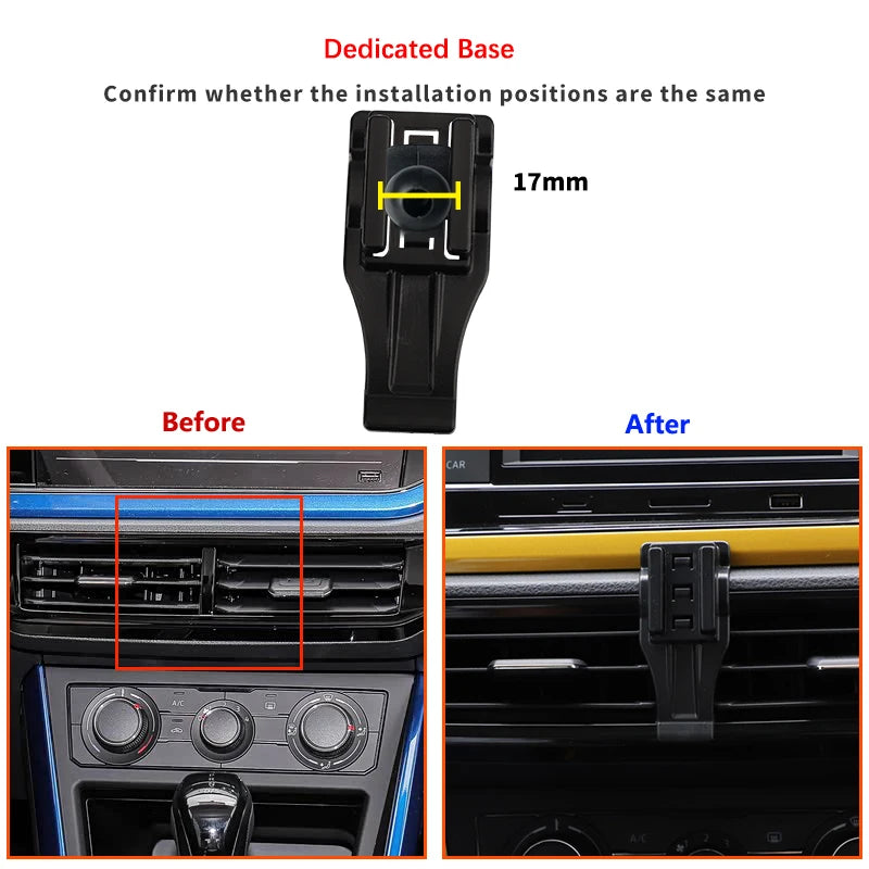 Gravity Car Phone Holder For Volkswagen VW Polo MK6 AW 2019-2023 Special Fix Bracket Base Support Smartphone Wireless Charging GadgetGlobe