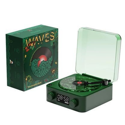 White Noise Retro Turntable Speaker Waves Vinyl Player Bluetooth Speaker Sleep Aid with RGB Light Support TF Card AUX Music Box - GadgetGlobe