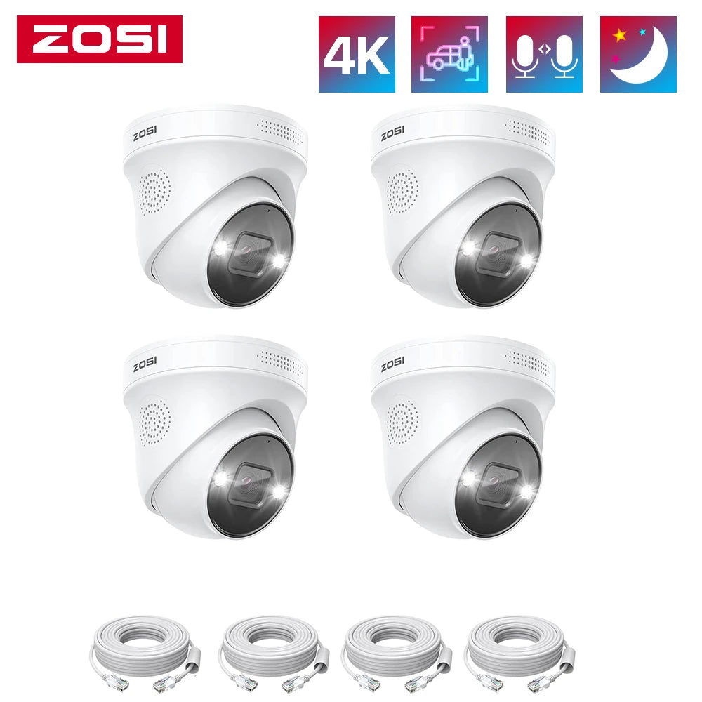 ZOSI 4K PoE Security Cameras with Ethernet Cables 2-Way Audio Weatherproof Color Night Vision Outdoor Indoor Surveillance Camera Only Compatible with ZOSI 8MP/4K POE CCTV NVR GadgetGlobe