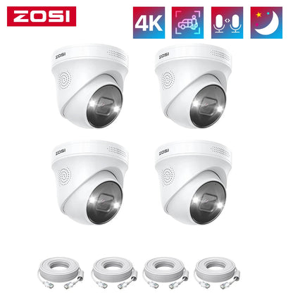 ZOSI 4K PoE Security Cameras with Ethernet Cables 2-Way Audio Weatherproof Color Night Vision Outdoor Indoor Surveillance Camera Only Compatible with ZOSI 8MP/4K POE CCTV NVR GadgetGlobe