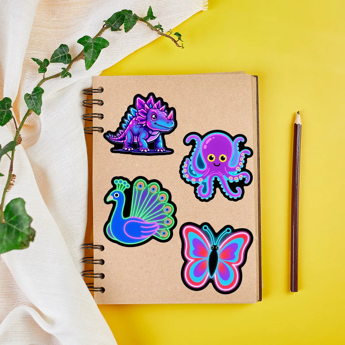50/100PCS Neon Light Graffiti Stickers Water Cup Mobile Waterproof Decorative Stickers Creative Stationery Notebook Stickers GadgetGlobe
