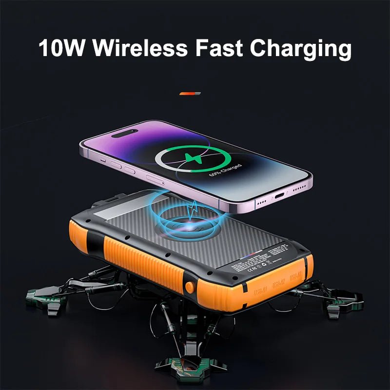 20000mAh Solar Power Bank Portable Wireless Charger PD 20W Fast Charging Powerbank for iPhone 16 Samsung Huawei Xiaomi Powerbank - GadgetGlobe
