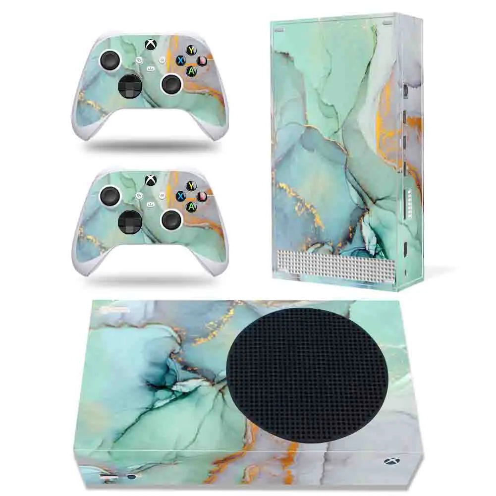 Skin Sticker Protective Decal Removable Cover for Xbox Series S Console and 2 Controllers Marble Texture GadgetGlobe