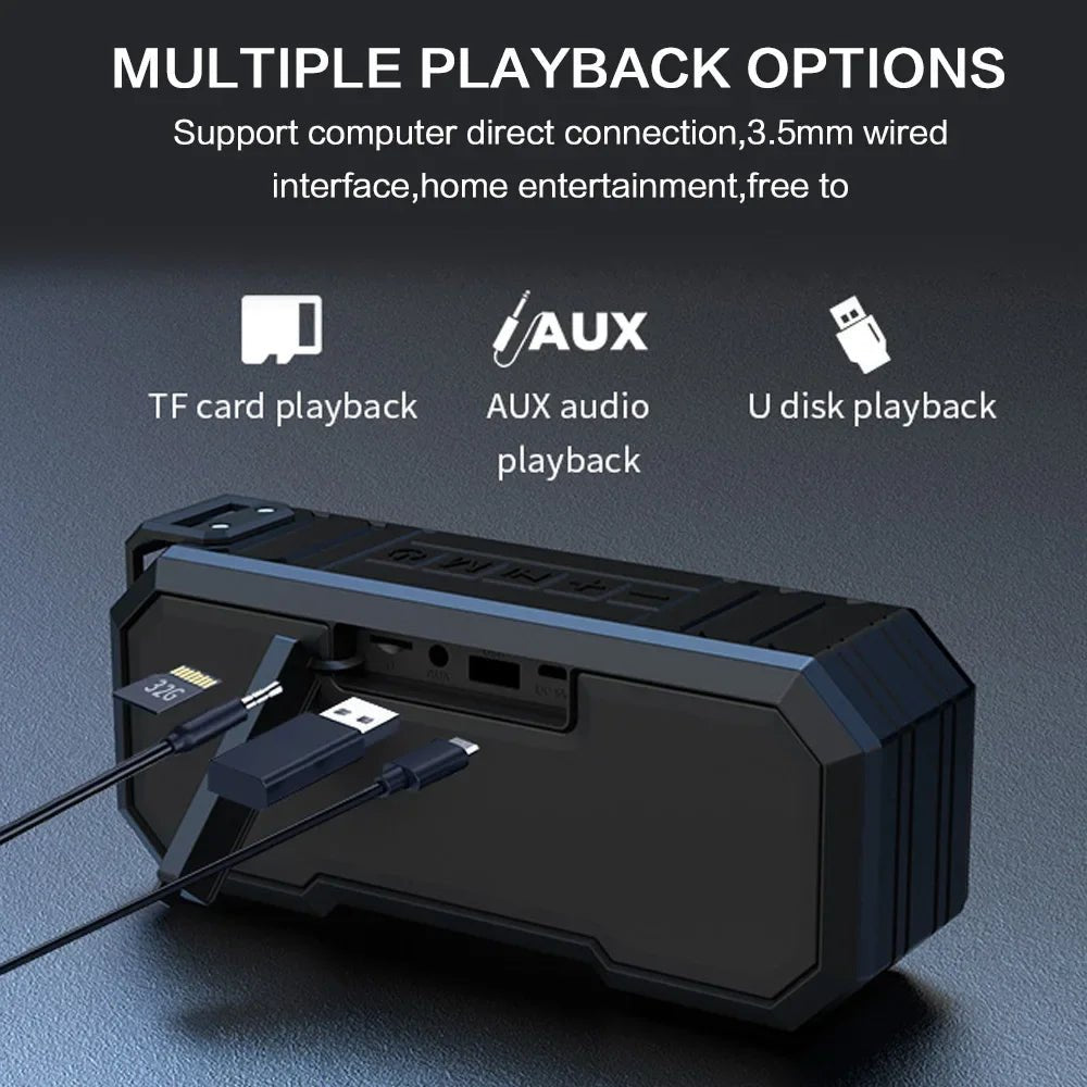 Portable Bluetooth Speaker Wireless LED Flash Light TWS Bass Stereo IPX7 Waterproof Loudspeaker FM Radio 12H Playtime Subwoofer Outdoor Boombox Hands Free Mic USB C for Pool Beach Party Camping Travel - GadgetGlobe