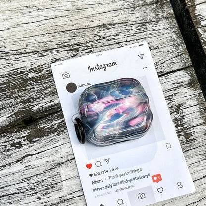 IMD Water Ripple Pattern Earphone Case with Ring For Airpods Series, 1, 2, 3, 4,Pro, Pro2, Pro3, Anti-fall, Dustproof - GadgetGlobe