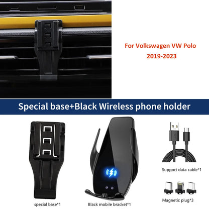 Gravity Car Phone Holder For Volkswagen VW Polo MK6 AW 2019-2023 Special Fix Bracket Base Support Smartphone Wireless Charging GadgetGlobe