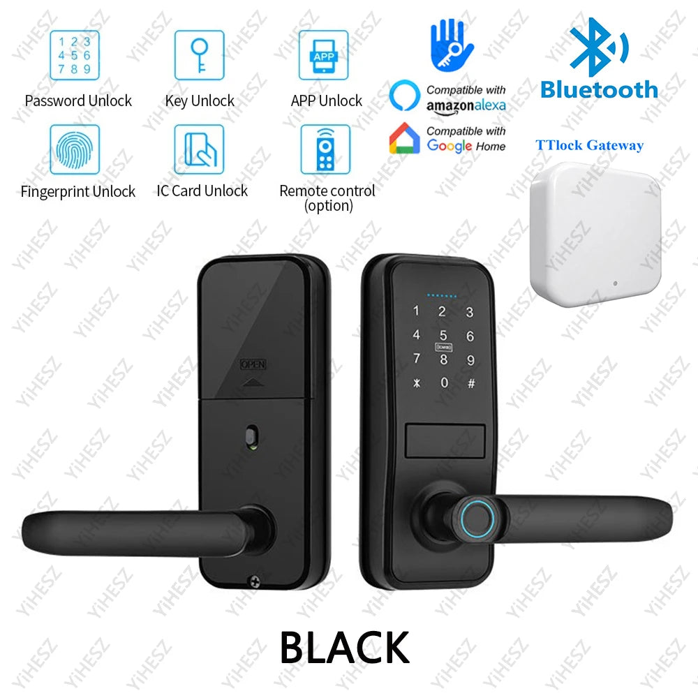 Tuya TTlock Smart Door Lock Fingerprint Door Lock Password Fingerprint IC Card Key APP Remote Unlock Eletronico Digital 도어락 GadgetGlobe