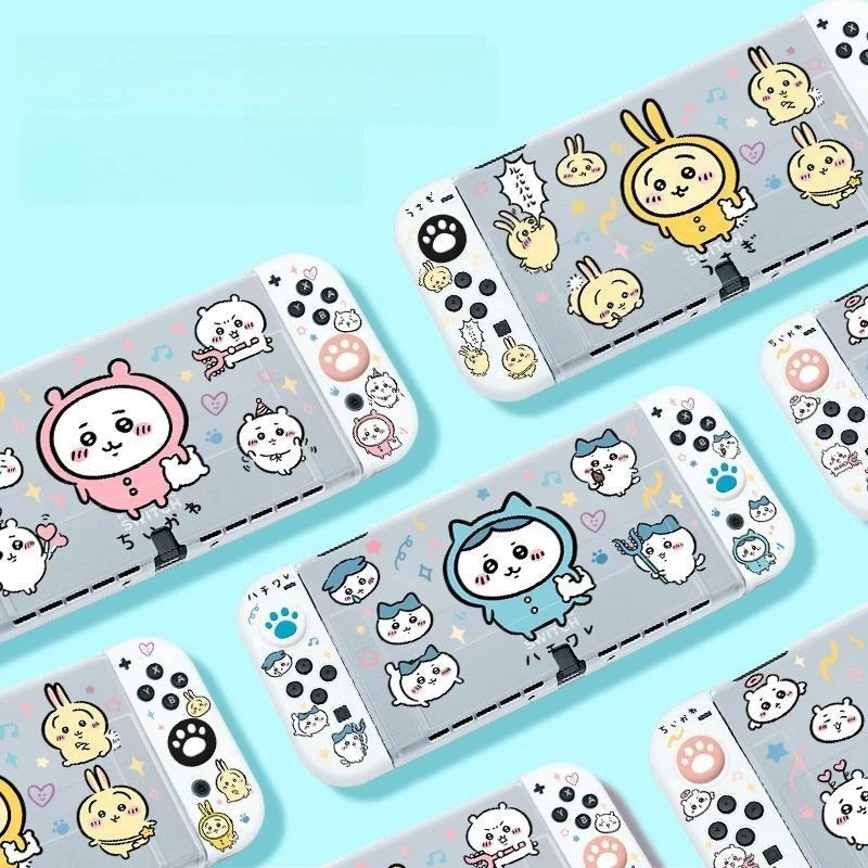 Cute Chiikawa Matte Transparent Silicone Protective Case Shockproof Game Cover For Switch OLED 2 Soft Anti-Scratch Console Shell GadgetGlobe