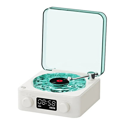 White Noise Retro Turntable Speaker Waves Vinyl Player Bluetooth Speaker Sleep Aid with RGB Light Support TF Card AUX Music Box - GadgetGlobe