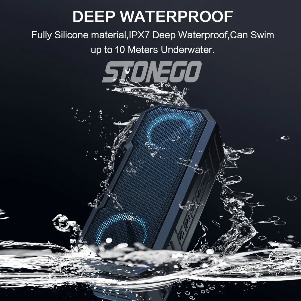 Portable Bluetooth Speaker Wireless LED Flash Light TWS Bass Stereo IPX7 Waterproof Loudspeaker FM Radio 12H Playtime Subwoofer Outdoor Boombox Hands Free Mic USB C for Pool Beach Party Camping Travel - GadgetGlobe