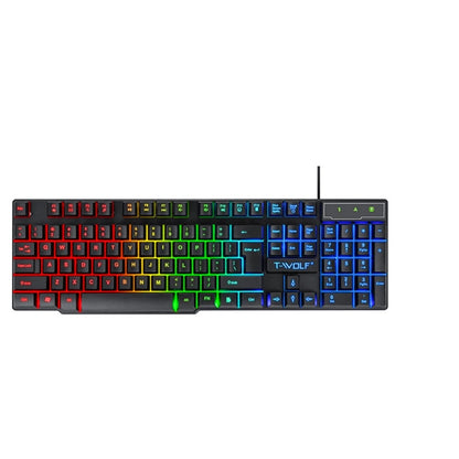 Spanish Keyboard with Spanish Layout Russian Arabic Keyboard Mouse Kit 100% Keyboard ISO Color Backlight Wired Gaming Office T20 GadgetGlobe