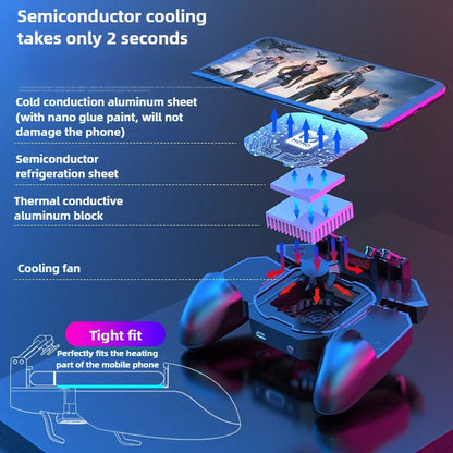 MEMO DL88 2 in 1 Mobile Phone 6 Finger Gamepad Joystick Controller with Semiconductor Cooling Radiator for IOS Android Universal GadgetGlobe