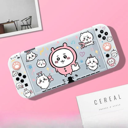 Cute Chiikawa Matte Transparent Silicone Protective Case Shockproof Game Cover For Switch OLED 2 Soft Anti-Scratch Console Shell GadgetGlobe
