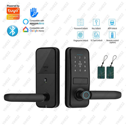 Tuya TTlock Smart Door Lock Fingerprint Door Lock Password Fingerprint IC Card Key APP Remote Unlock Eletronico Digital 도어락 GadgetGlobe