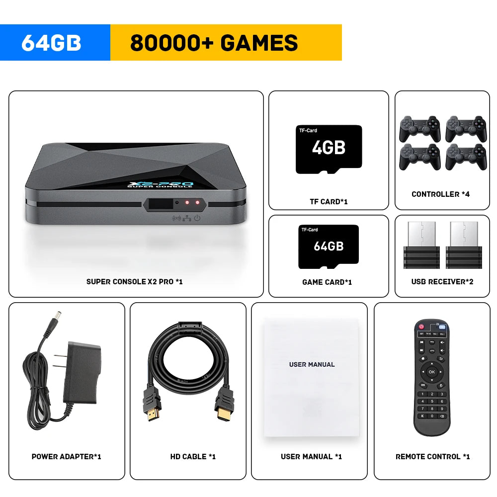 KINHANK Retro Video Game Console Super Console X2 Pro with 90000 Video Games for PS1/DC/MAME/SS with Gamepad Kid Gift Game Box GadgetGlobe