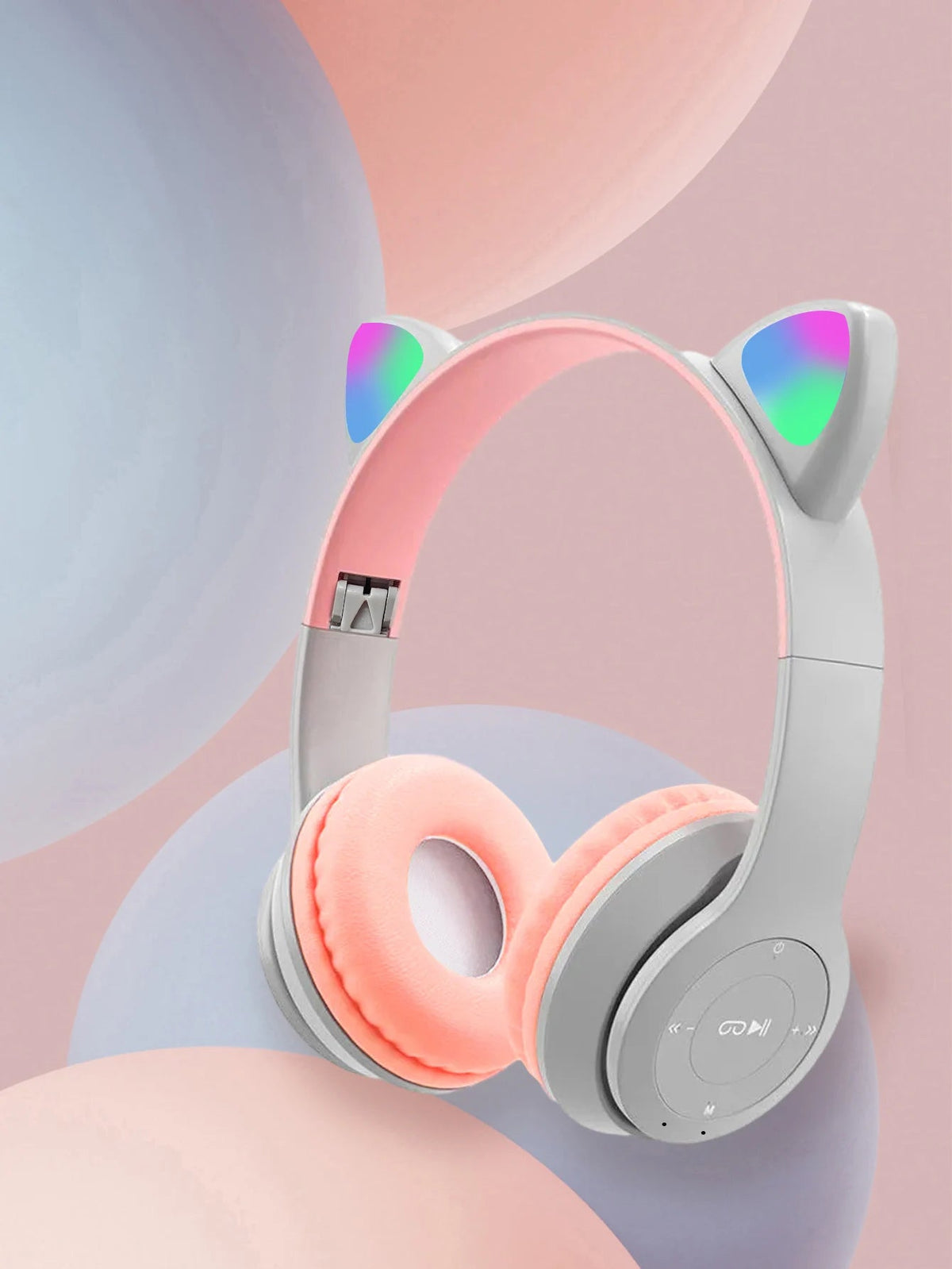 Foldable Glowing Cat Ear Over Ear Headphones, Fashion RGB Light Stereo Headset for Gaming, Music, Sports & Office GadgetGlobe