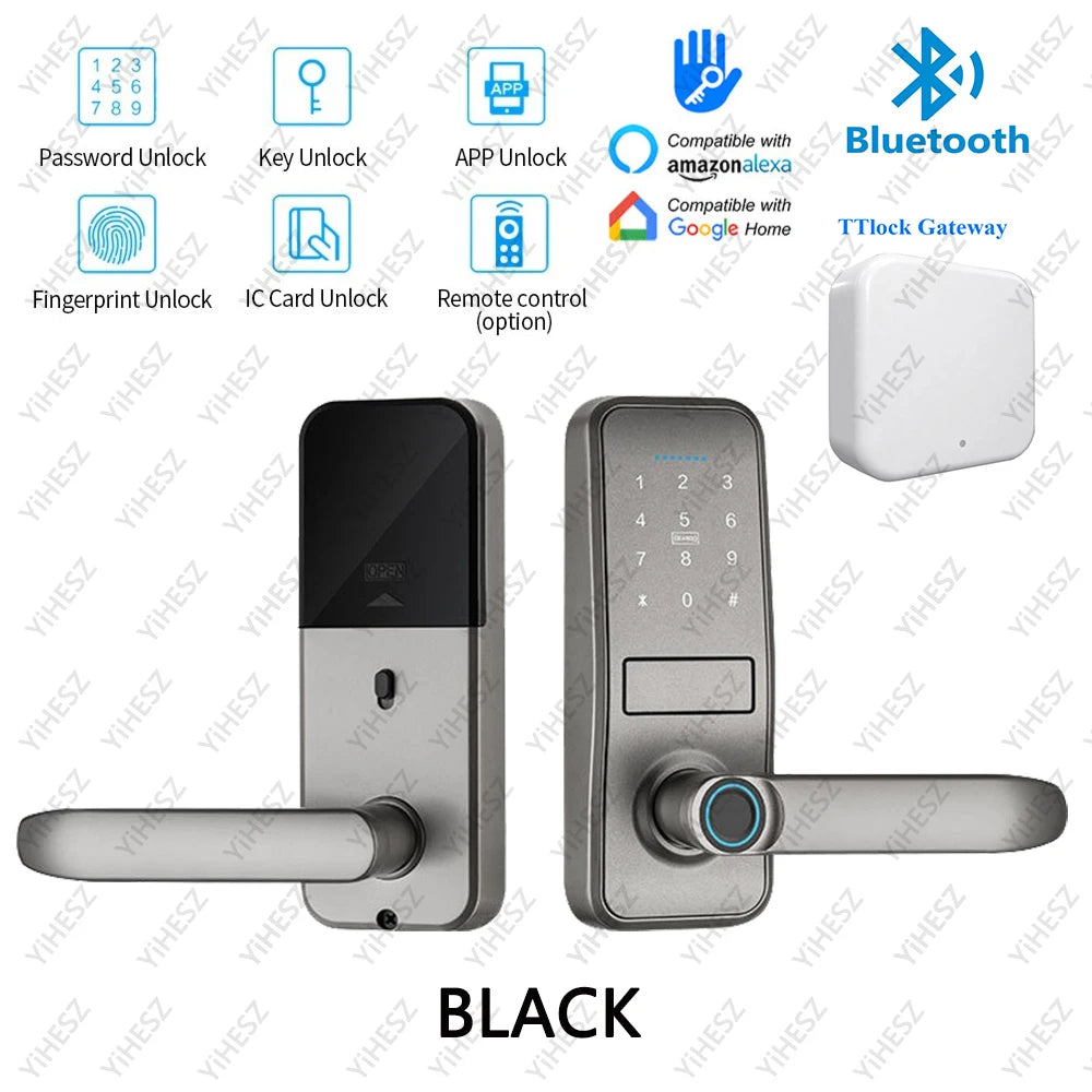 Tuya TTlock Smart Door Lock Fingerprint Door Lock Password Fingerprint IC Card Key APP Remote Unlock Eletronico Digital 도어락 GadgetGlobe