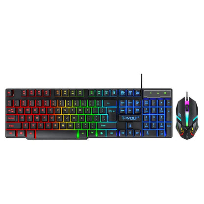 Spanish Keyboard with Spanish Layout Russian Arabic Keyboard Mouse Kit 100% Keyboard ISO Color Backlight Wired Gaming Office T20 GadgetGlobe