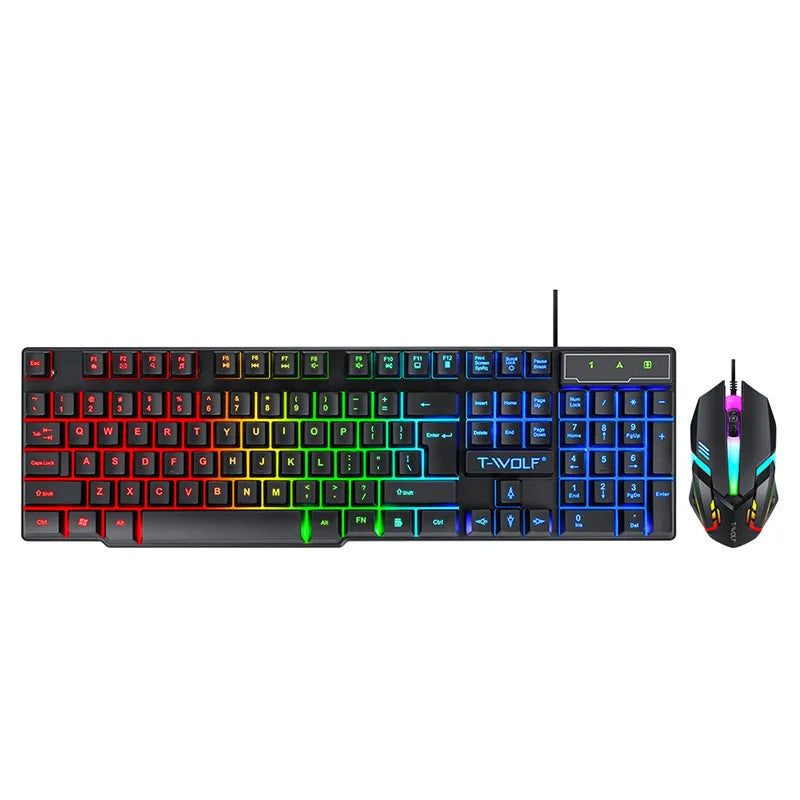 Spanish Keyboard with Spanish Layout Russian Arabic Keyboard Mouse Kit 100% Keyboard ISO Color Backlight Wired Gaming Office T20 GadgetGlobe