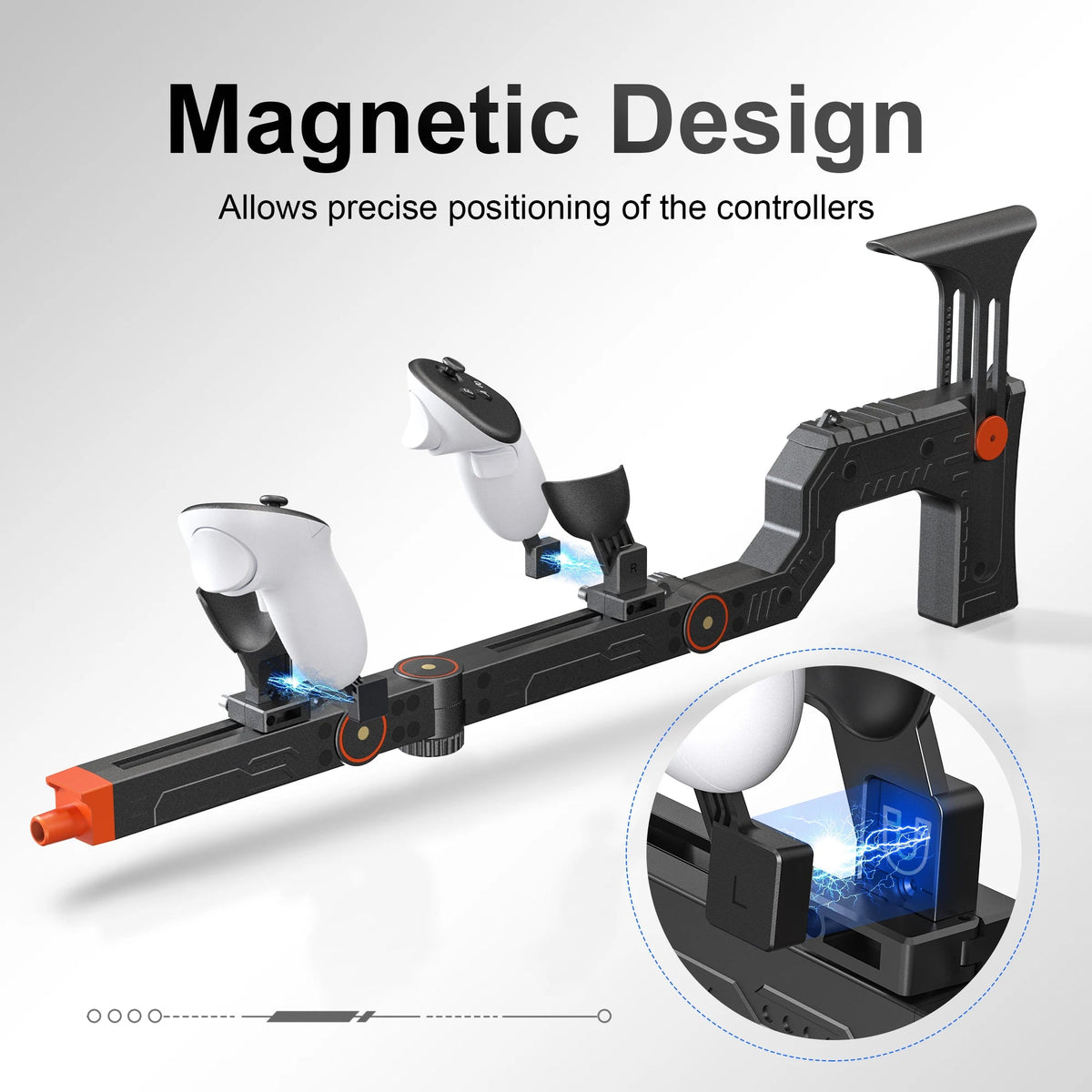 VR Gun Stock Compatible with Meta Quest 3/Quest 3S Magnetic Adjustment Accessories, Shoulder Straps for FPS GadgetGlobe