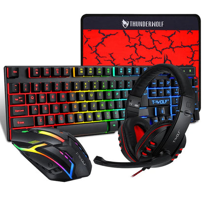 Spanish Keyboard with Spanish Layout Russian Arabic Keyboard Mouse Kit 100% Keyboard ISO Color Backlight Wired Gaming Office T20 GadgetGlobe