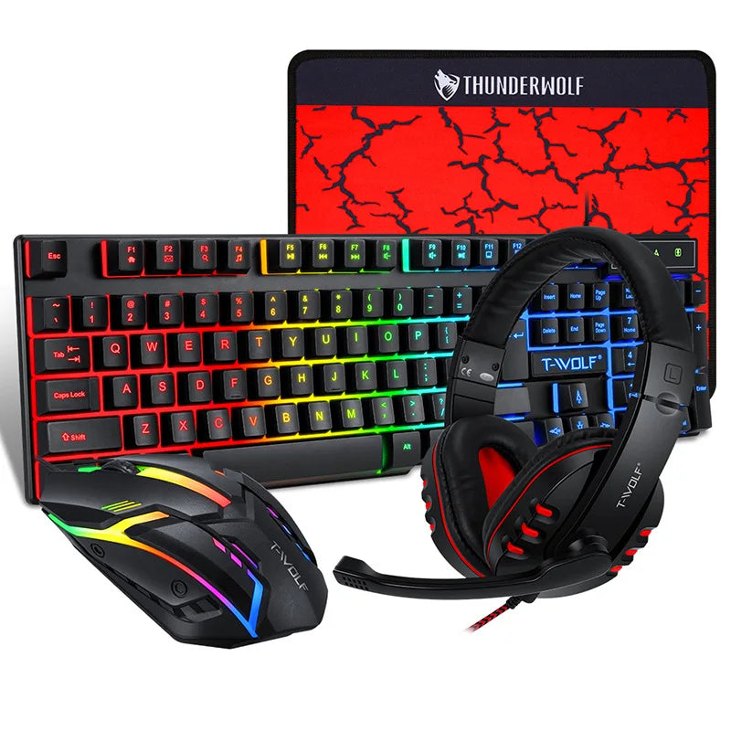 Spanish Keyboard with Spanish Layout Russian Arabic Keyboard Mouse Kit 100% Keyboard ISO Color Backlight Wired Gaming Office T20 GadgetGlobe