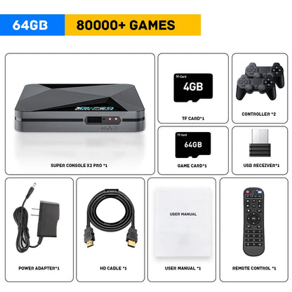 KINHANK Retro Video Game Console Super Console X2 Pro with 90000 Video Games for PS1/DC/MAME/SS with Gamepad Kid Gift Game Box GadgetGlobe