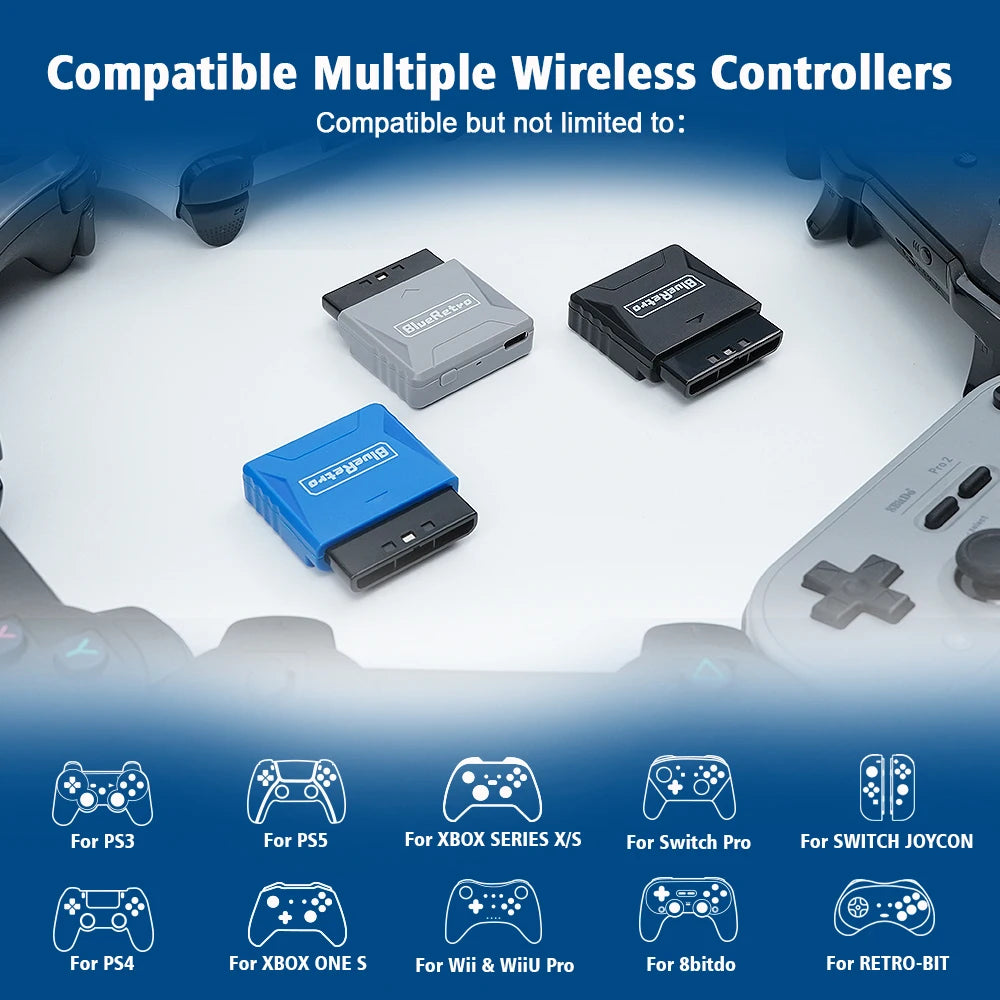 RetroScaler BlueRetro Wireless Controller Adapter For PS2/PS1 Console Joystick Converter For Switch/PS3/PS4/PS5/Xbox One Gamepad GadgetGlobe
