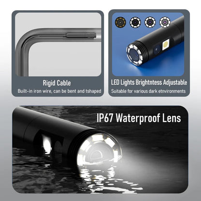 4.3'' IPS Screen Industrial Endoscope Dual Camera 8MM Borescope For Car Repair/Vehicle Engine IP67 Waterproof 8 LEDS GadgetGlobe