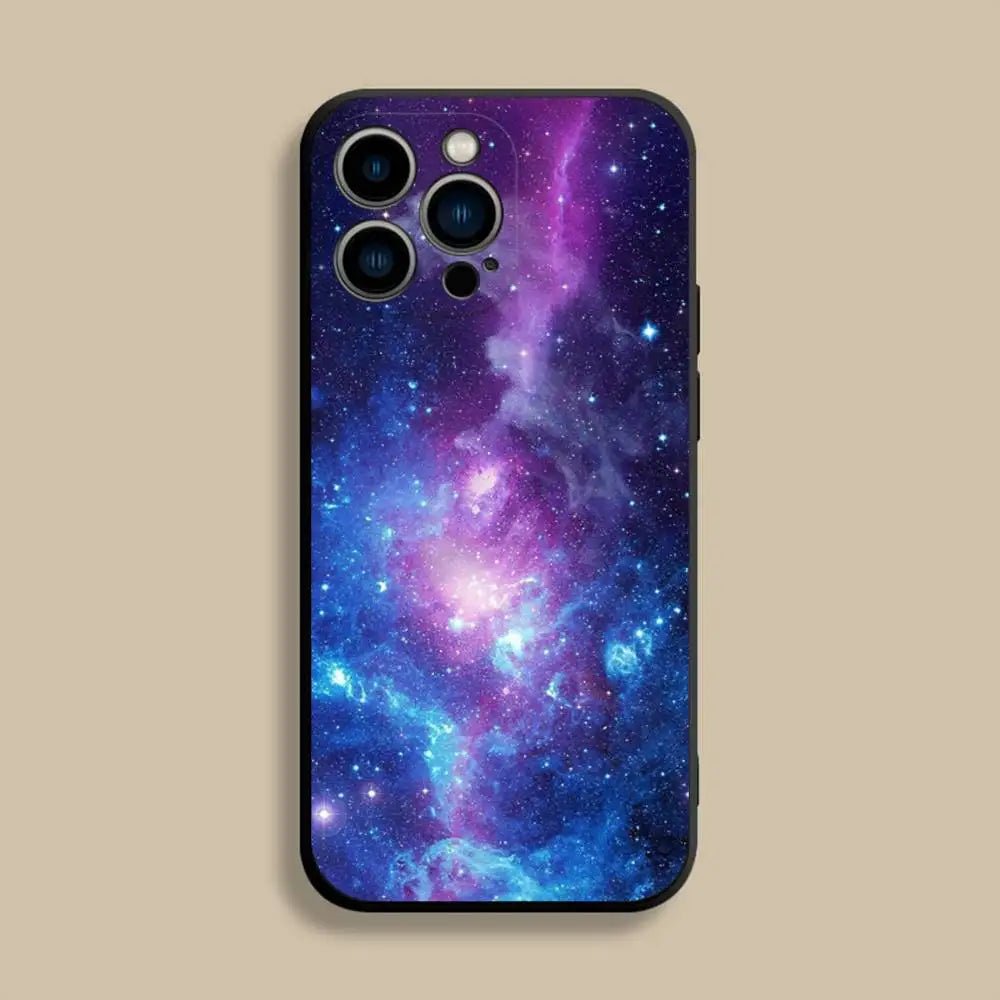 Space For Galaxy Universe Phone Case For iPhone 17,16,15,14,13,12,Pro,Max,Plus,E,SE4,Air,Mini Black Soft Cover - GadgetGlobe